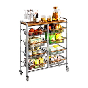 可移动实木边几中古风茶几床头小推车置物架沙发边柜轻奢高级感