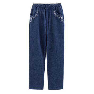 中老年女裤春夏季新款纯棉牛仔裤