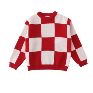 高端亲子装毛衣冬季2025新款潮一家三口母子母女洋气红色过年外套