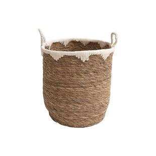 蜡笔派月雾收纳筐藤编脏衣篓棉绳编织家用家居杂物筐储物篮W