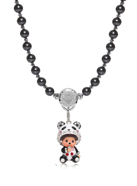 Monchhichi/萌趣趣短项链6mm闪耀仿珍珠女友儿童刻字生日礼物N057