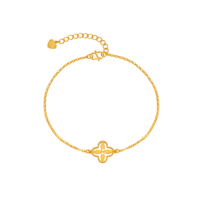 明牌珠宝黄金四叶花语手链