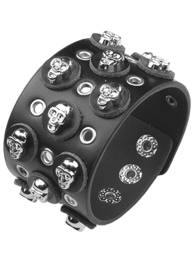 骷髅头圆形皮块个性孔眼朋克手链