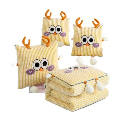 卡通立体牛奶绒抱枕被子两用加厚多功能二合一折叠汽车载沙发午睡