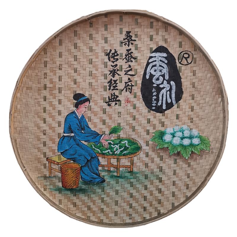 纯手工绘画竹编绘画复古怀旧簸箕画乡村田园装饰农家乐火锅店墙饰