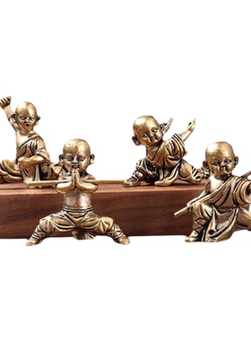 创意小铜人小沙弥公仔微物摆件