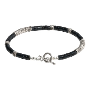 RONINMADE小众轻奢礼物情侣黑色天堂岛手链男士复古宝石中古手串