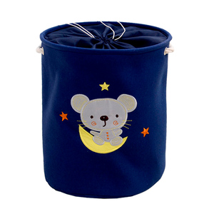 卡通收纳箱收口玩具收纳桶束口布艺收纳筐女孩毛绒玩具整理可折叠