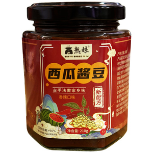 安徽河南特产西瓜酱豆拌饭下饭酱传统北方酱豆子香辣美味210克/瓶