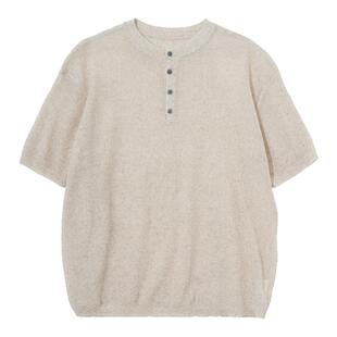 Hualun夏季凉感薄款亚麻短袖T恤男款针织上衣男毛衣cleanfit体恤