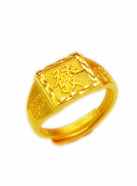 福发财开口黄金越南沙金戒指男