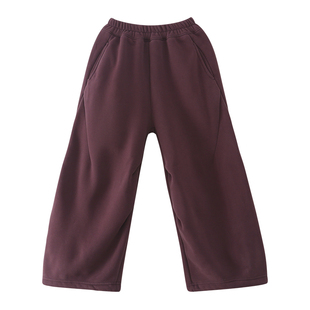 女童休闲裤2024冬装新款女大童初中生加绒直筒裤儿童学生加厚卫裤