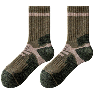 羊毛登山滑雪袜子男款秋冬季户外加厚保暖毛圈徒步袜男士中长筒袜