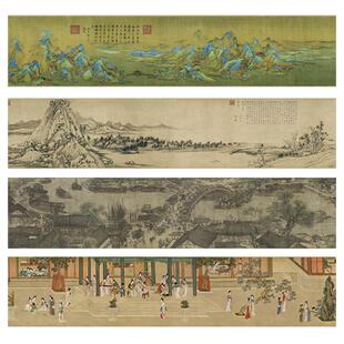高清艺术微喷千里江山富春山居图装饰画芯国风山水十大古字名画