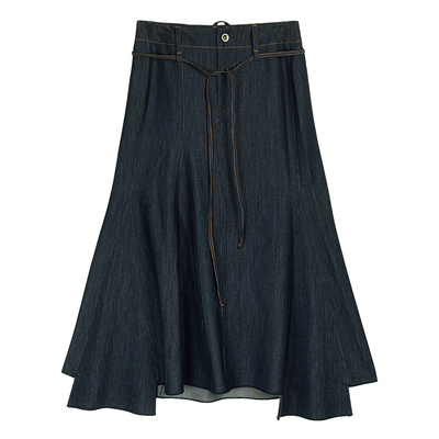 牛仔风格不规则鱼尾长裙