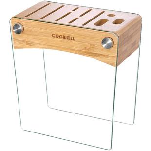 COOWELL家用多功能原创 通风玻璃楠竹厨房刀架刀座置物架收纳架子