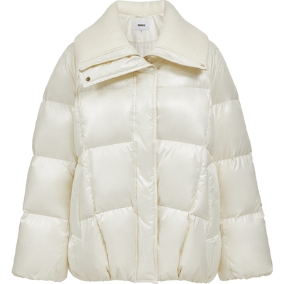 ONLY螺纹针织翻领宽松羽绒服