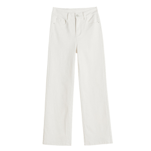 高腰牛仔裤女2026新款巨好看显瘦小个子春秋款白色直筒窄版阔腿裤