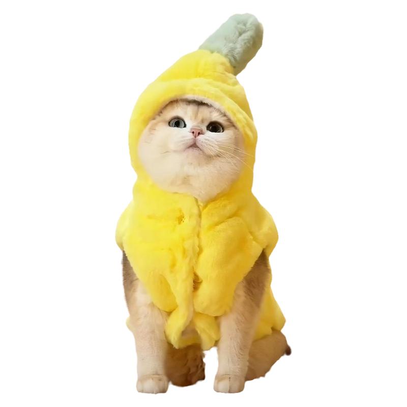 猫咪衣服香蕉变身装秋冬加绒加厚幼猫布偶蓝猫小型犬可爱宠物冬装
