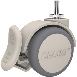 (4只装)2英寸M6M8M10M12螺丝万向轮带刹车轮子软橡胶静音丝杆脚轮