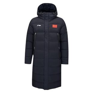 李宁长款羽绒服男带国旗2026冬季新款女过膝加厚保暖冬训运动外套