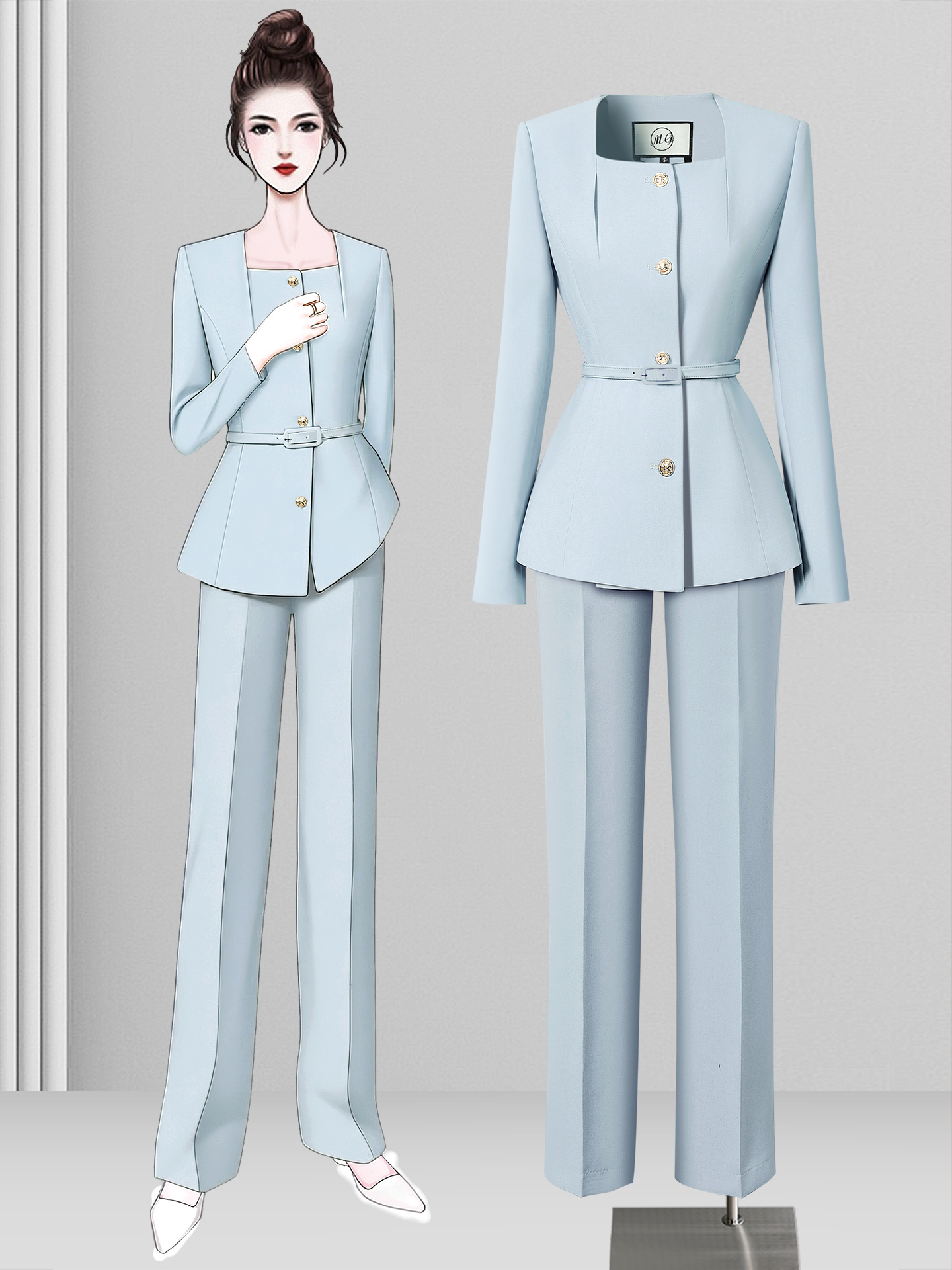 酒店经理职业套装女时尚气质修身高端物业客服美容美业西装工作服