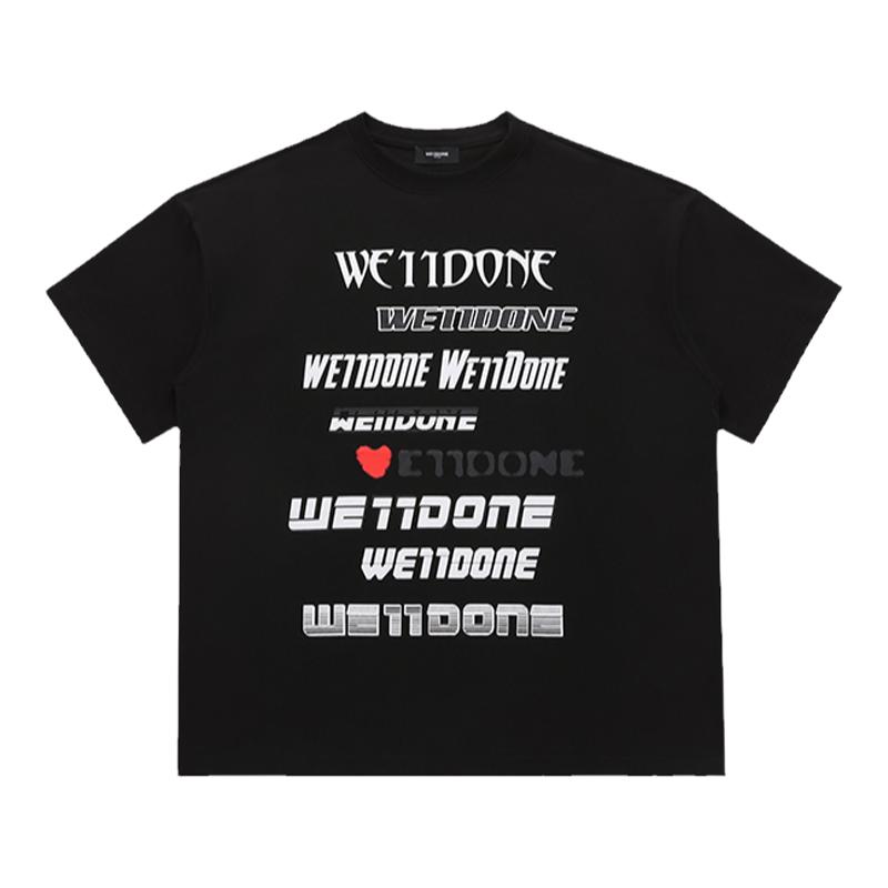 WE11字母印花爱心弹幕情侣短袖