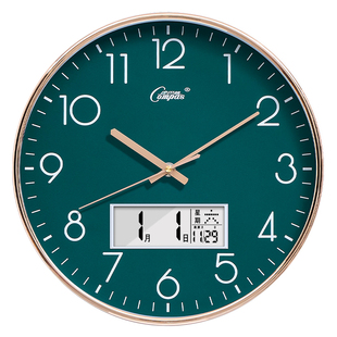 康巴丝静音客厅挂钟简约时尚壁挂墙表自动对时现代家用创意石英钟