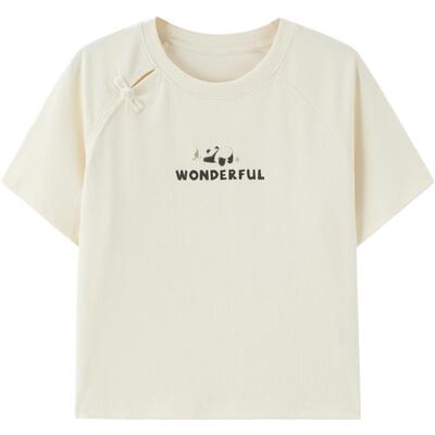 乐町2024夏季新款新中式简约小图短袖T恤C2CNE2F07