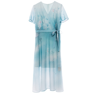 Distin Kidny/迪凯品牌女装夏季新款v领森系超仙气质显瘦连衣裙女