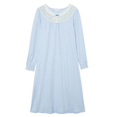 针织圆领长袖女睡裙罗丝美纯棉