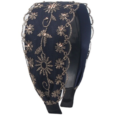 宽边刺绣水钻气质时尚发箍