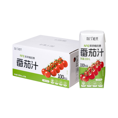 杜氏NFC100%纯番茄汁无添加蔗糖儿童果蔬汁轻断食饮料200ml*12盒