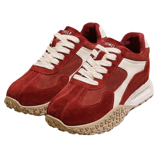 红色鞋子德训鞋女2026新款春季小个子增高厚底女鞋百搭休闲运动鞋