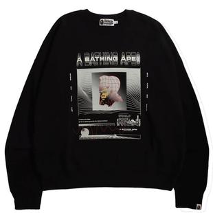 BAPE男装秋冬猿人字母科技图案印花圆领卫衣11301SH
