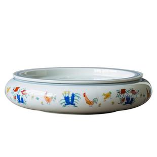 泥土故事斗彩鸡缸杯干泡茶盘家用陶瓷茶托盘储水茶海复古茶台茶具