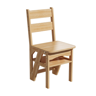 简易实木楼梯椅子多功能家用室内登高梯子踏步凳子折叠两用两步梯