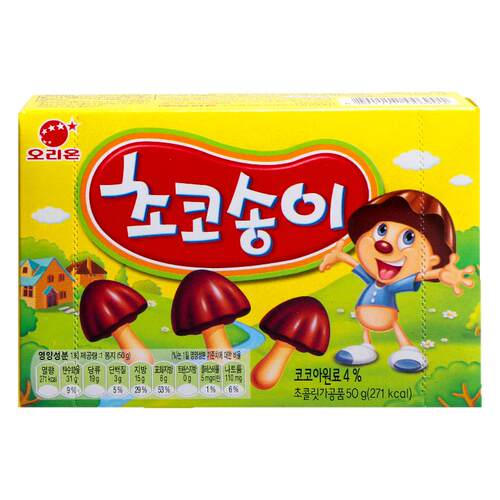 韩国进口食品好丽友黄蘑菇巧克力饼干50g蘑菇力网红分享解馋零嘴