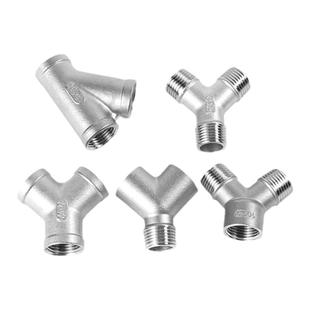 304不锈钢Y型三通内丝45度斜三通内螺纹三叉外丝三通接口外牙螺纹