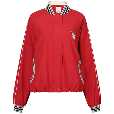 GUUKAHERO条纹撞色棒球夹克