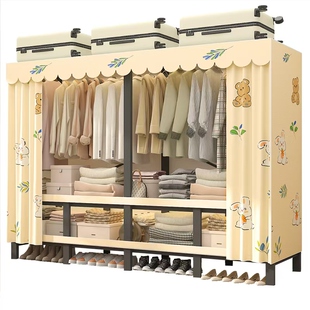 衣柜卧室家用出租房用简易组装结实耐用布衣柜免安装可折叠全钢架