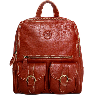 藏皮客头层牛皮复古背包女休闲百搭多口袋大容量真皮杂志双肩包包