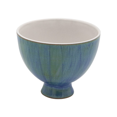 日式粗陶主人杯单杯青釉高足杯