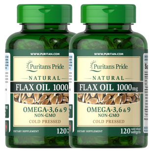 2瓶Puritan‘s Pride普丽普莱亚麻籽油软胶囊omega3美国进口
