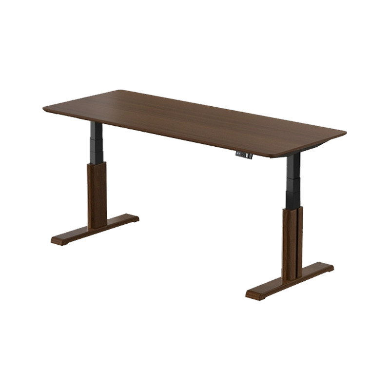 智芯黑胡桃木实木电动升降桌书桌双电机电脑桌子办公工作台X2/X3