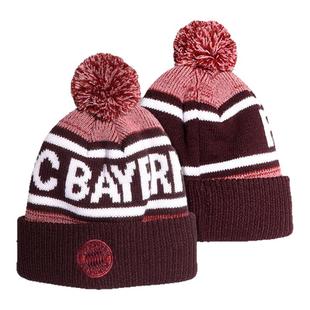 拜仁慕尼黑足球俱乐部 | 酒红色毛线帽复古休闲秋冬保暖帽子