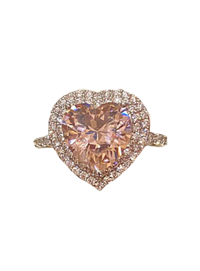 冷淡风黄粉两色心形质感法式锆石