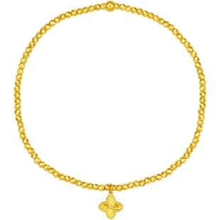 周六福黄金5G计价足金首饰爆闪蹦迪珠碎碎金四叶草手串新年礼物