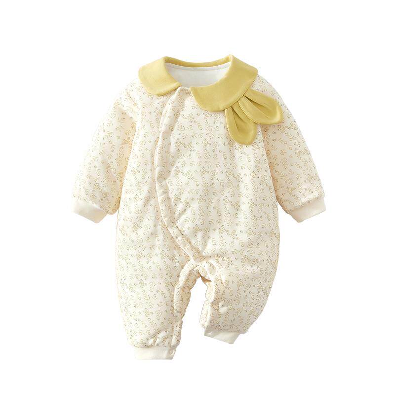 婴儿衣服冬季夹棉连体衣女宝宝冬装保暖棉服冬天加厚外出棉衣超萌