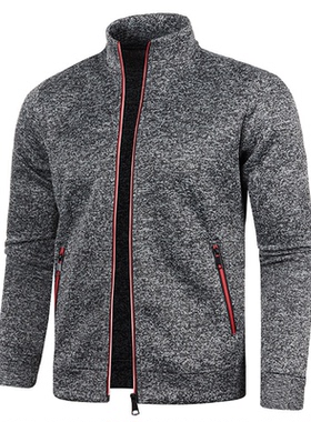 2026秋冬男士卫衣运动休闲立领纯色开衫外套Men's sports jacket